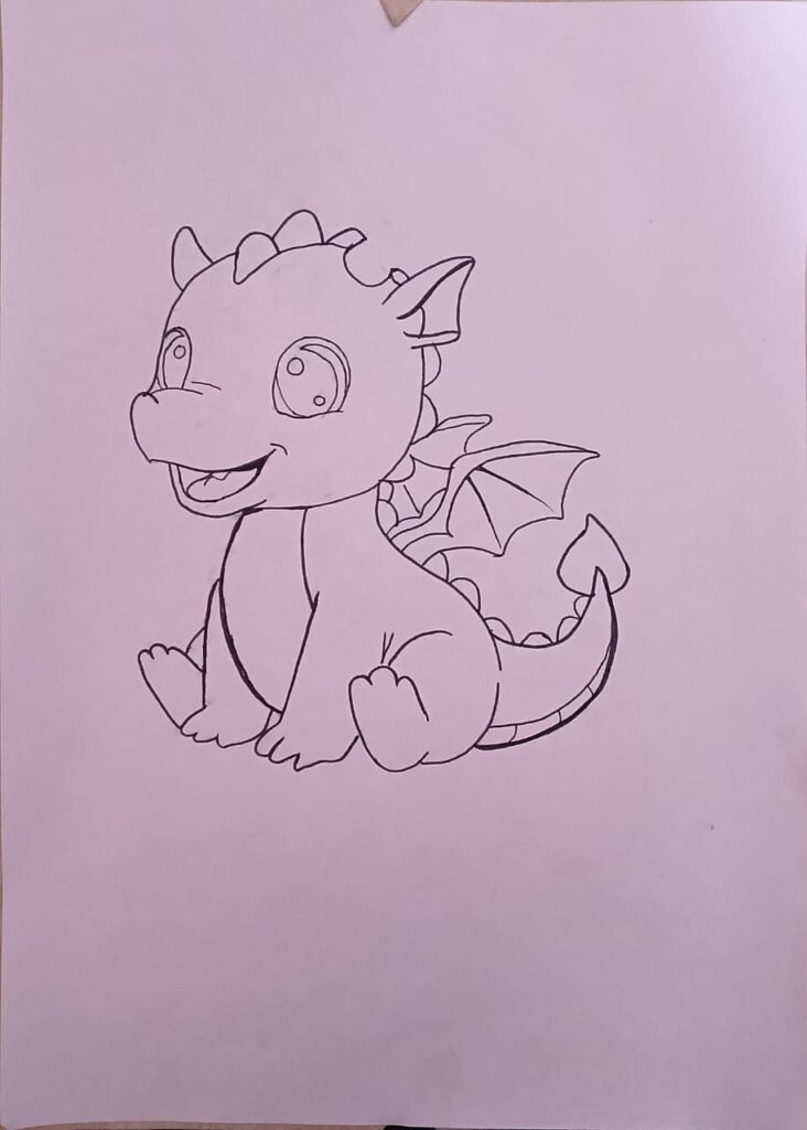 Easy dragon outline sketch