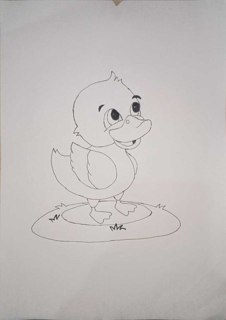 cute duck pencil drawing for beginners