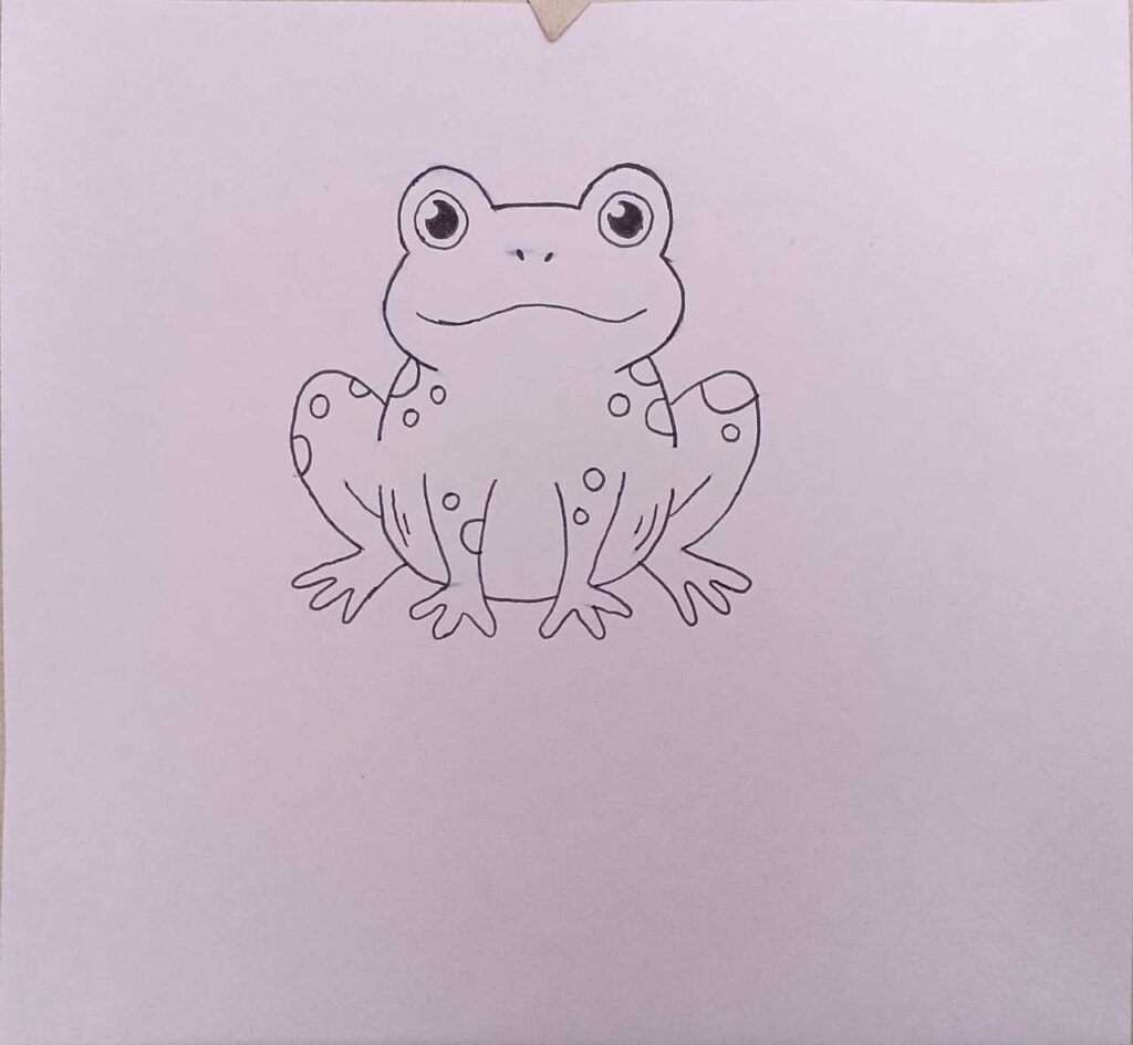 easy frog drawing with pencil