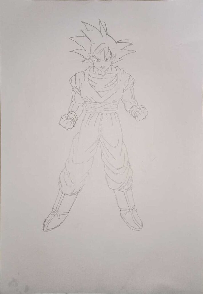 Goku pencil drawing base form