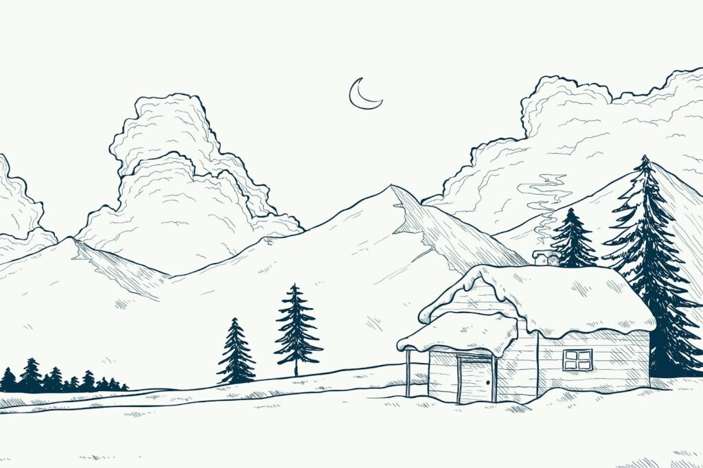 easy nature scene pencil drawing